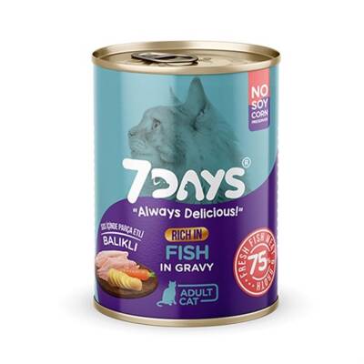 7 Days Balıklı Yetişkin Kedi Konserve Maması 415 gr - 1