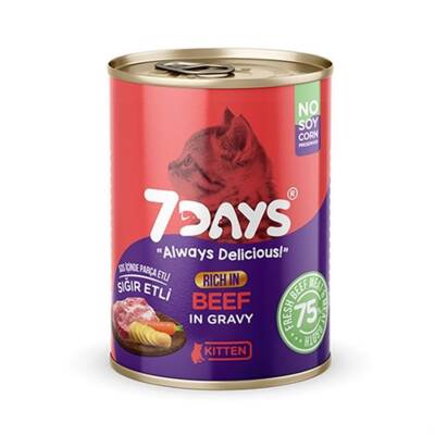 7 Days Sığır Etli Yavru Kedi Konserve Maması 415 gr - 1
