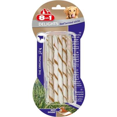 8in1 Delights Beef Twisted Sticks Biftekli Burgu Köpek Ödül Kemiği 10'lu 55 gr - 1