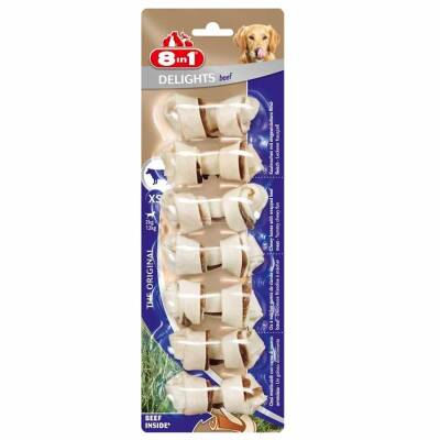 8in1 Delights Bones XS Biftekli Köpek Ödül Kemiği 7'li 84 gr - 1