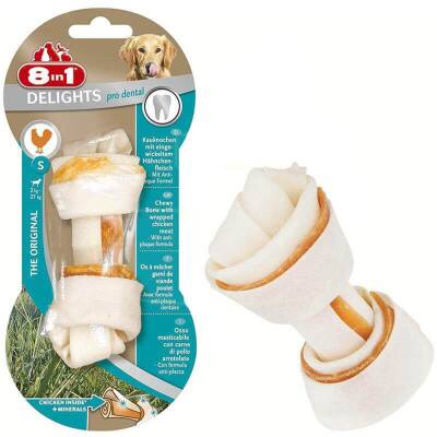 8in1 Delights Pro S Dental Düğümlü Tavuk Etli Köpek Kemiği 35 gr - 1