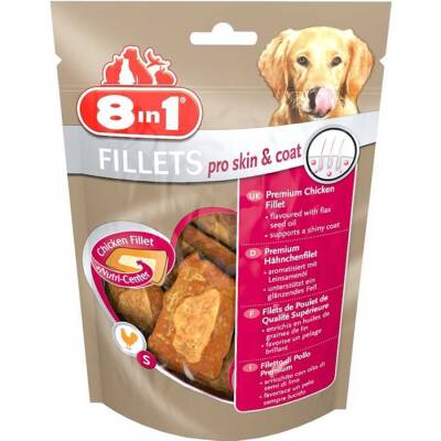 8in1 Fillets Pro Skin Small Keten Tohumu Yağlı Tavuklu Köpek Ödül Maması 80 gr - 1