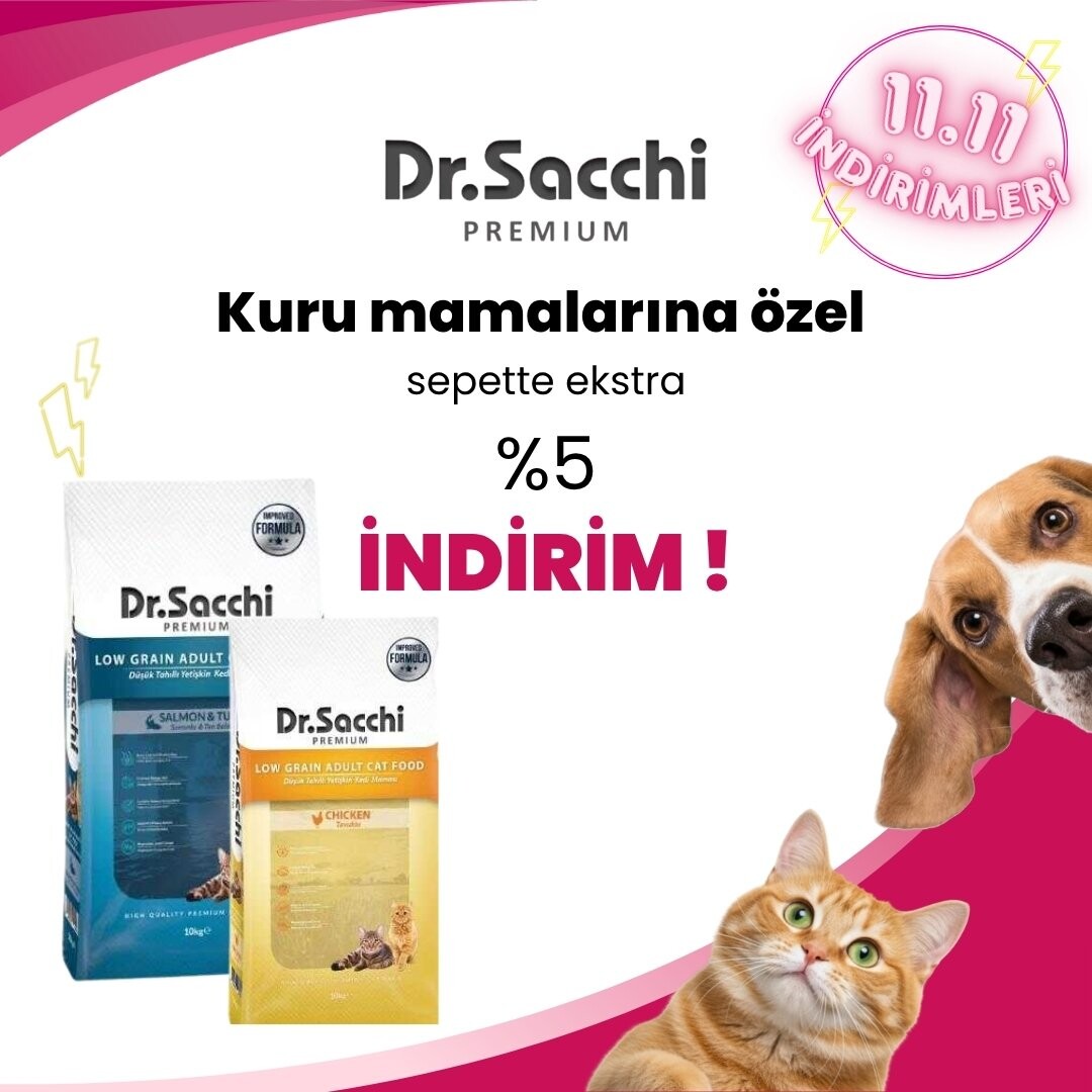 Dr.Sacchi Kedi ve Köpek Mamalarında Sepette Ekstra %5 İndirim