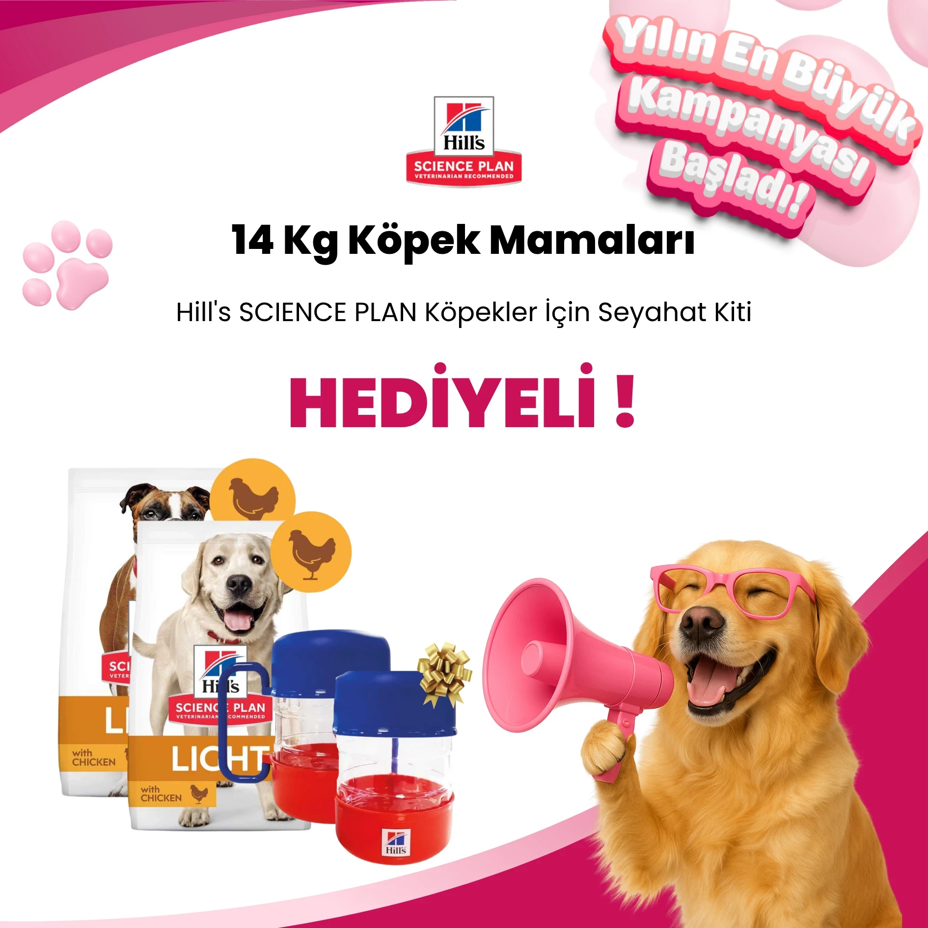 Hill's Scicen Plan 14 Kg Köpek Mamalarına Hill's Scicen Plan Köpekler İçin Seyahat Kiti Hediye