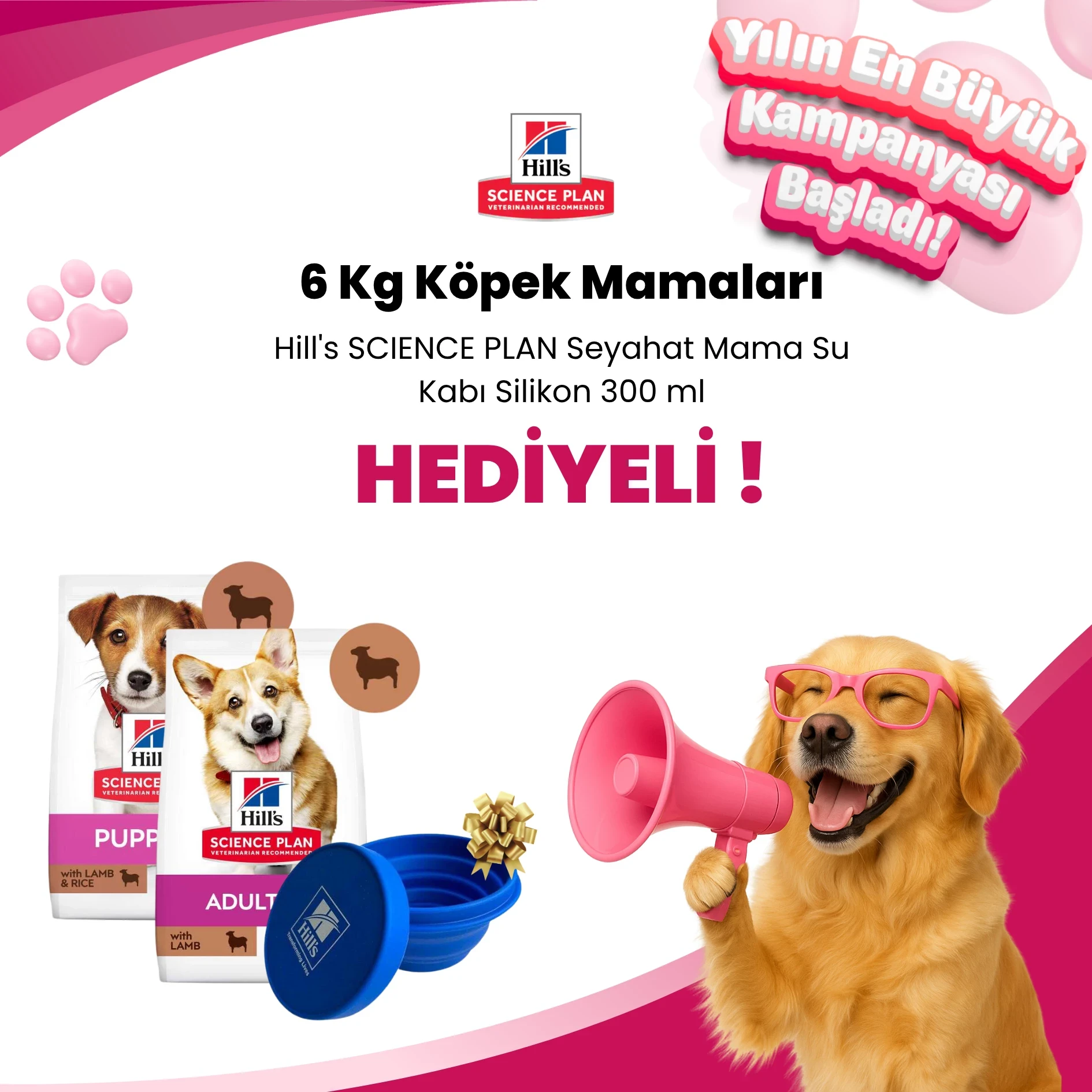 Hill's Science Plan 6 Kg Köpek MamalarınaHill's Science Plan Seyahat Mama Su Kabı Silikon 300 ml