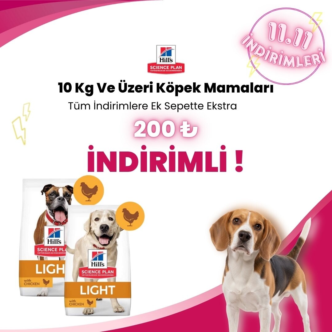 Hill’s Science Plan 10 Kg ve Üstü Köpek Mamalarına 200 TL Sepet İndirimi
