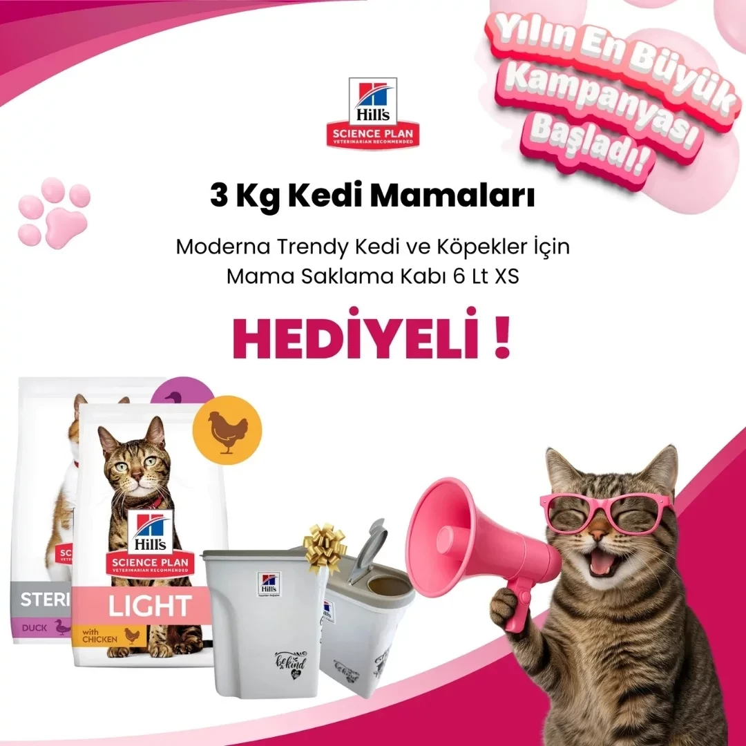 Hill's 3 Kg Kedi Mamaları Mama Saklama Kabı Hediyeli