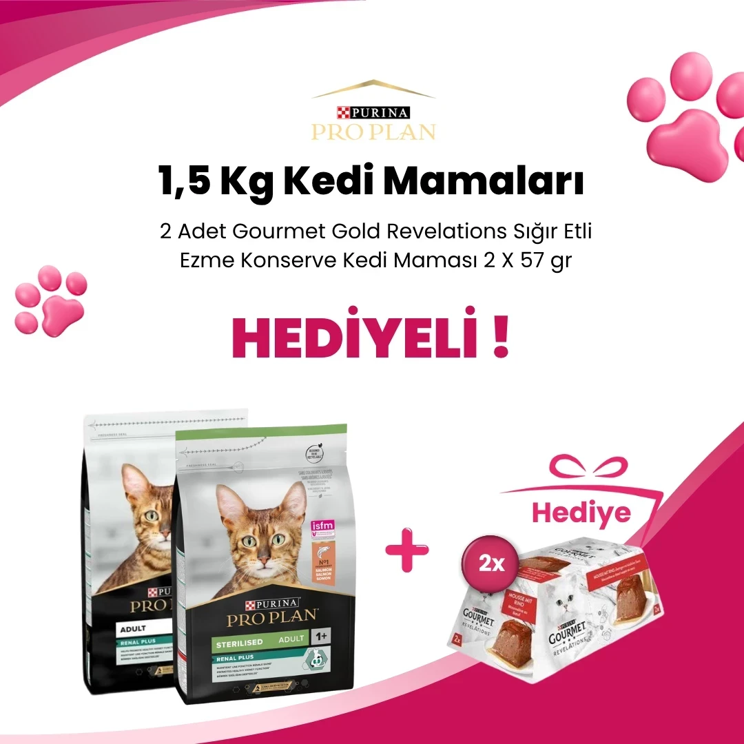 1.5 Kg Pro Plan Kedi Mamaları 4 Adet Wanpy Kedi Ödülü Hediyeli!