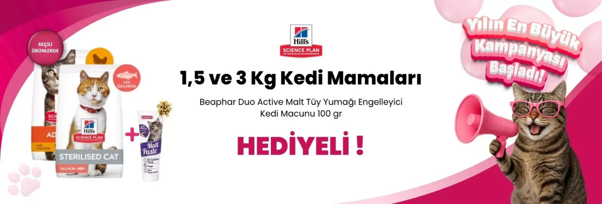 Hill's Science Plan Seçili Kedi Mamalarına Beaphar Malt Hediye