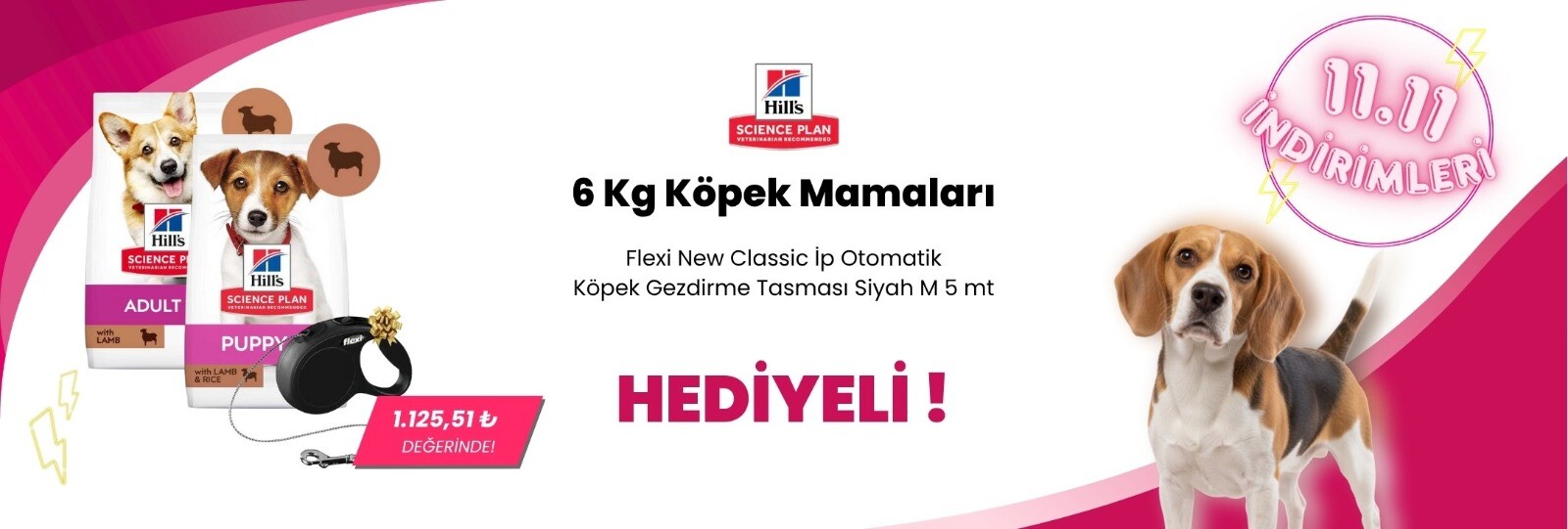 Hill's Science Plan 6 Kg Köpek Mamalarına 1 Adet Flexi New Classic İp Otomatik Köpek Gezdirme Tasması Siyah M 5 mt Hediye