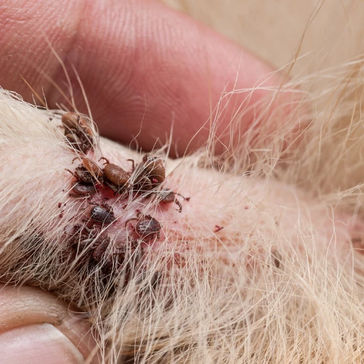 köpek kenesi üzerine keneler yapışmış köpek derisi