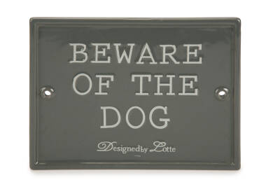 Beeztees DBL Dikkat Köpek Var Uyarı Tabelası, Seramik, Gri, 20x16cm - 1