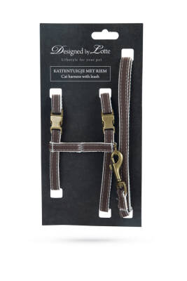 Beeztees DBL Kedi Göğüs Tasması ve Gezdirme Kayışı, 130cm, Kahverengi, 27-45cm - 2