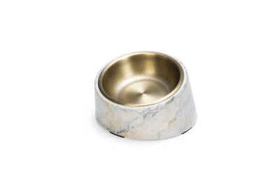 Beeztees DBL Kedi Mama Su Kabı, Paslanmaz Çelik, Bej Mermer Görünümlü, 14,5x3,3x7,6cm, 160ml - 2