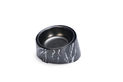 Beeztees DBL Kedi Mama Su Kabı, Paslanmaz Çelik, Siyah Mermer Görünümlü, 14,5x3,3x7,6cm, 160ml - 2