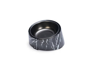 Beeztees DBL Kedi Mama Su Kabı, Paslanmaz Çelik, Siyah Mermer Görünümlü, 14,5x3,3x7,6cm, 160ml - 2