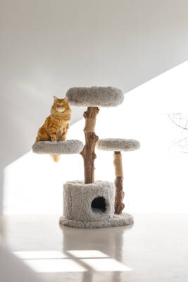 Beeztees DBL Kedi Tırmalama ve Oyun Evi, Doğal, 60x45x100cm - 2