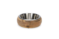 Beeztees DBL Köpek Mama Su Kabı, Dışı Masif Ahşap, Paslanmaz Çelik, 16,5cm, 650ml - 1