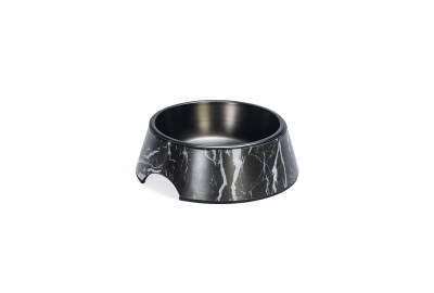 Beeztees DBL Köpek Mama Su Kabı, Mat Siyah Paslanmaz Çelik, Siyah Mermer Görünümlü, 17,5cm, 350ml - 5