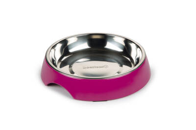 Beeztees Kedi Mama Su Kabı, Paslanmaz Çelik, Pembe, 18,5cm, 420ml - 1