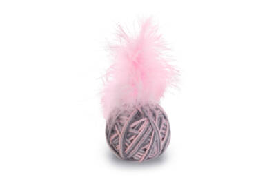 Beeztees Kedi Oyuncağı, Top Tüylü, Yün, Pembe ve Gri, 5cm - 1