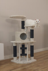 Beeztees Kedi Tırmalama ve Oyun Evi, Krem, 50x50x123cm - 3