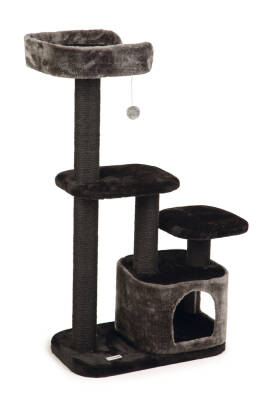 Beeztees Kedi Tırmalama ve Oyun Evi, Siyah/Gri, 60x40x115cm - 1