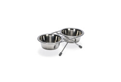 Beeztees Köpek İkili Mama Su Kabı, Paslanmaz Çelik, 11cm, 2x180ml - 2