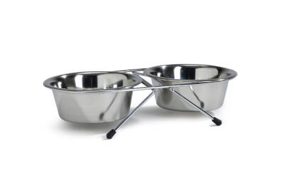 Beeztees Köpek İkili Mama Su Kabı, Paslanmaz Çelik, 13cm, 2x450ml - 1