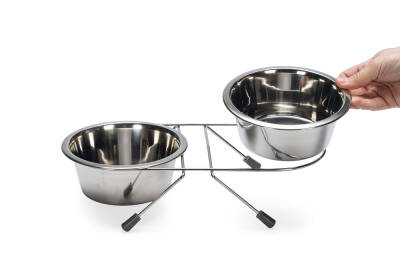 Beeztees Köpek İkili Mama Su Kabı, Paslanmaz Çelik, 16cm, 2x900ml - 2