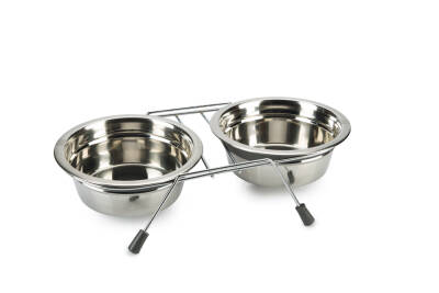 Beeztees Köpek İkili Mama ve Su Kabı, Paslanmaz Çelik, Sessiz&Kaymaz, 16cm, 2x800ml - 1