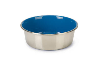 Beeztees Köpek Mama Su Kabı, Paslanmaz Çelik, İçi Mavi, 16cm, 940ml - 1
