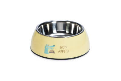 Beeztees Köpek Mama Su Kabı, Paslanmaz Çelik, Sarı, 18cm, 350ml - 1
