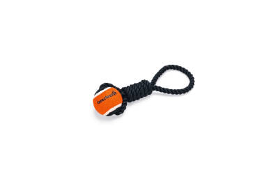 Beeztees Köpek Oyuncağı, Diş İpi Tutamaçlı Tenis Topu, Siyah, 30x7x6,3cm, 135gr - 1