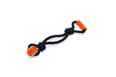 Beeztees Köpek Oyuncağı, Diş İpi Ucunda Tenis Topu, TPR Tutamaçlı, Siyah, 50x13,5x6,3cm - 1