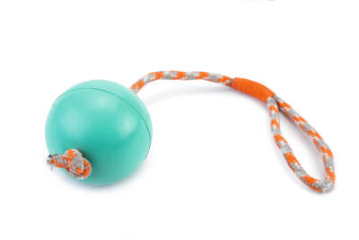 Beeztees Köpek Oyuncağı, İpli Dolu Top, Kauçuk, Turkuaz, 30cm - 1