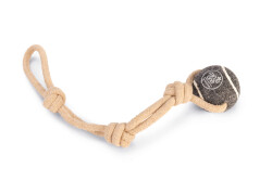 Beeztees Köpek Oyuncağı, İpli Tenis Topu, Kauçuk, Gri/Kahverengi, İp 39cm, Top 6,3cm - Beeztees