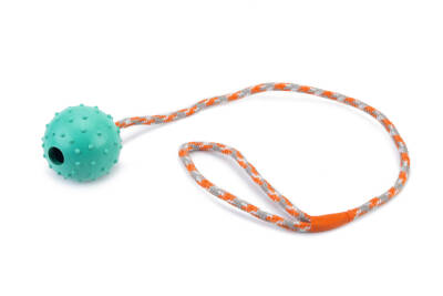 Beeztees Köpek Oyuncağı, Sesli, İpli Top, Kauçuk, Mavi, 60cm - 1