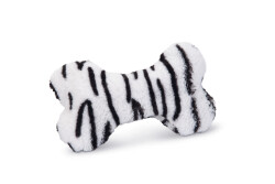 Beeztees Köpek Oyuncağı, Sesli, Kemik, Peluş, Siyah/Beyaz, 18x13x3cm - 1