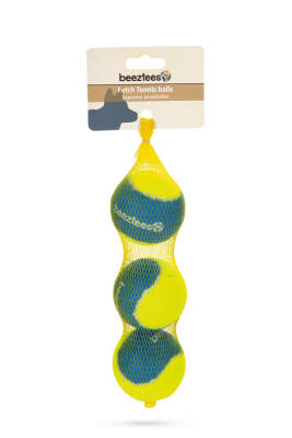 Beeztees Köpek Oyuncağı, Tenis Topu, Mavi/Sarı, 3 Adet, 6,3cm - 3