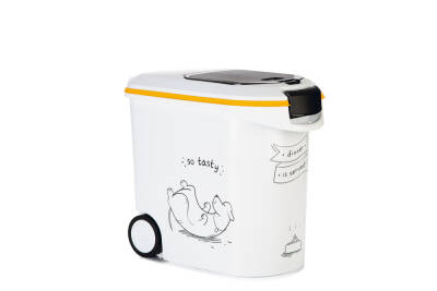 Beeztees Mama Saklama Kabı, Plastik, Tekerlekli, Özel Kapaklı, Beyaz, 35L - 1