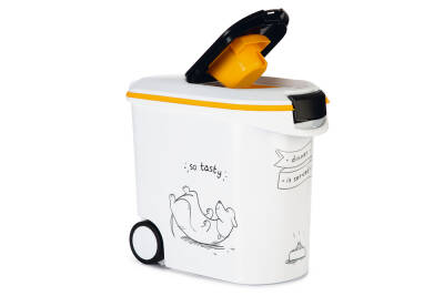 Beeztees Mama Saklama Kabı, Plastik, Tekerlekli, Özel Kapaklı, Beyaz, 35L - 2
