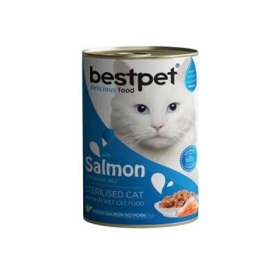 Bestpet Somonlu Kısırlaştırılmış Konserve Yetişkin Kedi Maması 400 gr - 1