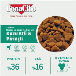 BonaCibo Adult Cat Lamb & Rice Kuzu Etli ve Pirinçli Yetişkin Kedi Maması 15 Kg - 3