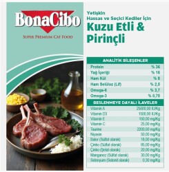 BonaCibo Adult Cat Lamb & Rice Kuzu Etli ve Pirinçli Yetişkin Kedi Maması 15 Kg - 4