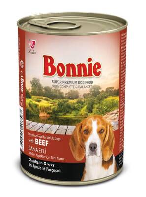 Bonnie Sos İçinde Parçacıklı Dana Etli Yetişkin Köpek Konserve Maması 400 gr - 1