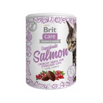 Brit Care Superfruits Glütensiz, Somonlu ve Kızılcıklı Kıtır Kısırlaştırılmış Kedi Ödül Maması 100 gr - 1