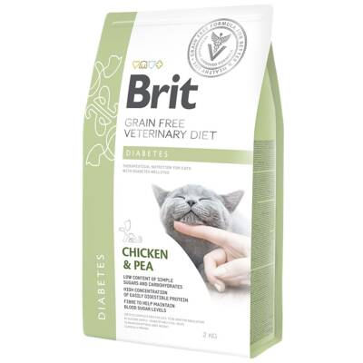 Brit Veterinary Diet Diabetes Diyabet Hastalığı olan Kediler için Tahılsız Kedi Maması 2 kg - 1