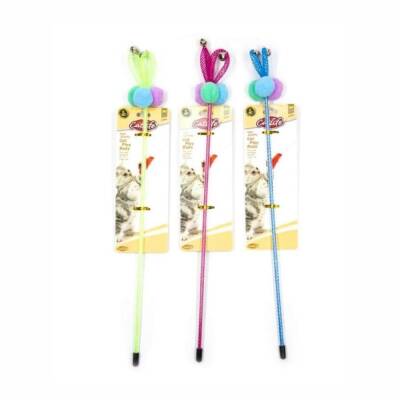 Catlife Peluş Toplu Zilli Kedi Oltası Oyuncağı Karışık Renk 40 Cm - 1