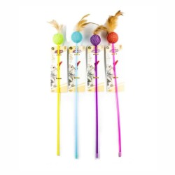 Catlife Tüylü Toplu Kedi Oltası Oyuncağı Karışık Renk 70 Cm - Catlife